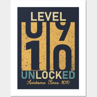 Level 10 Unlocked Awesome Since 2010 10th Birthday Gift Posters and Art